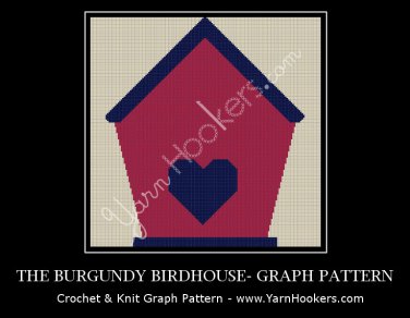 Burgundy Birdhouse - Afghan Crochet Graph Pattern Chart