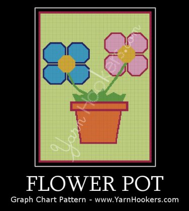 Flower Pot - Afghan Crochet Graph Pattern Chart