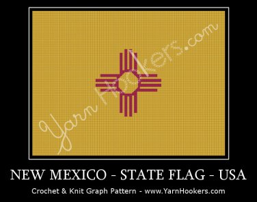 New Mexico - State Flag - USA - Afghan Crochet Graph Pattern Chart