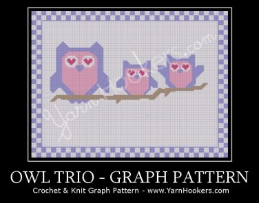 Owl Trio - Afghan Crochet Graph Pattern Chart