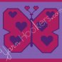 Pink & Purple Heart Butterfly - Afghan Crochet Graph Pattern Chart