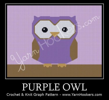 Purple Owl - Afghan Crochet Graph Pattern Chart