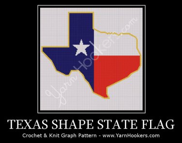 Texas State Shape Flag - Afghan Crochet Graph Pattern Chart
