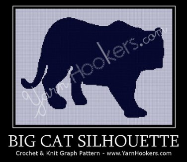 Big Cat Silhouette - Afghan Crochet Graph Pattern Chart