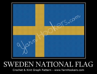 Sweden National Flag - Afghan Crochet Graph Pattern Chart