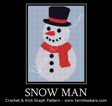 Snow Man - Afghan Crochet Graph Pattern Chart