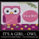 It's a GIRL - OWL - Afghan Crochet Graph Pattern Chart