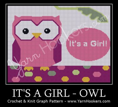 It's a GIRL - OWL - Afghan Crochet Graph Pattern Chart