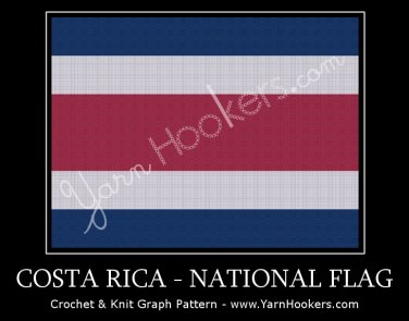 Costa Rican National Flag - Afghan Crochet Graph Pattern Chart
