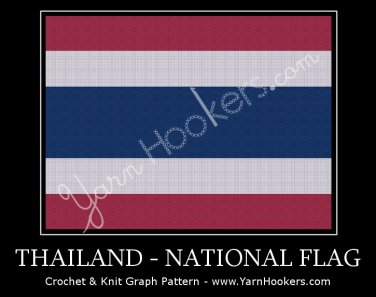 Thai National Flag- Afghan Crochet Graph Pattern Chart