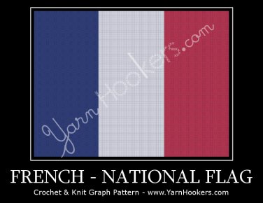 French National Flag - Afghan Crochet Graph Pattern Chart