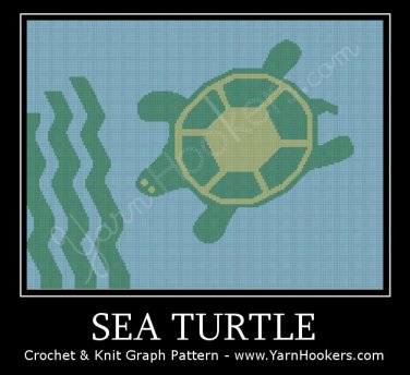 Sea Turtle -  Afghan Crochet Graph Pattern Chart