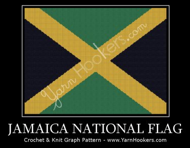 Jamaica National Flag - Afghan Crochet Graph Pattern Chart