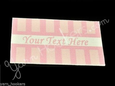 Pink Stripes - Iron On / Sew In - 100% Cotton Fabric Labels (White)