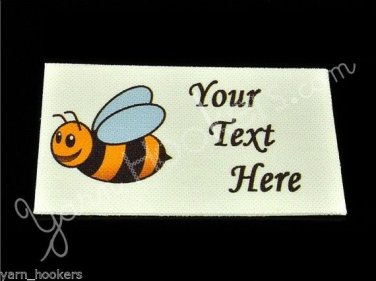 Bumble Bee - Iron On / Sew In - 100% Cotton Fabric Labels (White)
