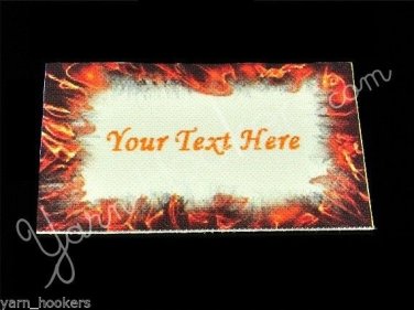 Flame - Iron On / Sew In - 100% Cotton Fabric Labels (White)