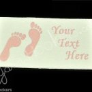 Pink Baby Footprints - Iron On / Sew In - 100% Cotton Fabric Labels (White)
