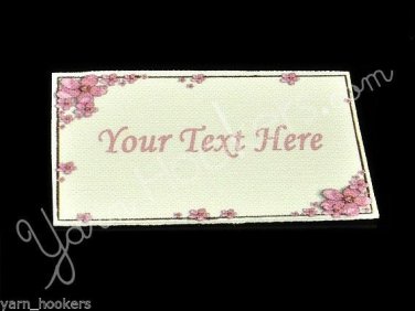 Pink Flower Frame - Iron On / Sew In - 100% Cotton Fabric Labels (White)