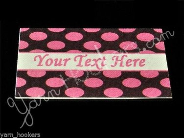 Pink Polka Dots - Iron On / Sew In - 100% Cotton Fabric Labels (White)