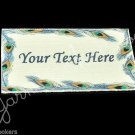 Peacock Feather Frame - Iron On / Sew In - 100% Cotton Fabric Labels (White)