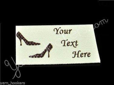 Polka Dot Heels - Iron On / Sew In - 100% Cotton Fabric Labels (White)