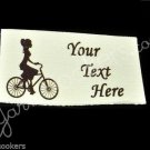Diva on Bicycle - Iron On / Sew In - 100% Cotton Fabric Labels (White)