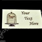 Bird in a Cage - Iron On / Sew In - 100% Cotton Fabric Labels (White)