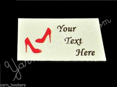 Red Pumps - Iron On / Sew In - 100% Cotton Fabric Labels (White)