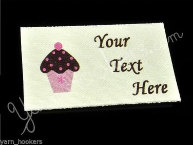 Cupcake - Iron On / Sew In - 100% Cotton Fabric Labels (White)