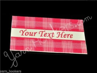 Red Picnic Plaid - Iron On / Sew In - 100% Cotton Fabric Labels (White)