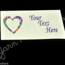 Hippy Heart - Iron On / Sew In - 100% Cotton Fabric Labels (White)