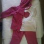 Hot Fuschia/Pink 3 Pc Outfit- ZipUp Jacket, T-Shirt, & Pants Girl Size: 4T