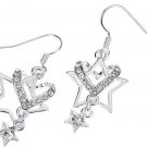Crystal Star Silver Plated Earring Pair