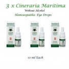 3 X Schwabe Cineraria Maritima Eye Drops Without Alcohol -10m