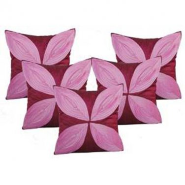 Floral Pattern Cushions Cover (Pack of 5) -16"x 16" - Purple/pink