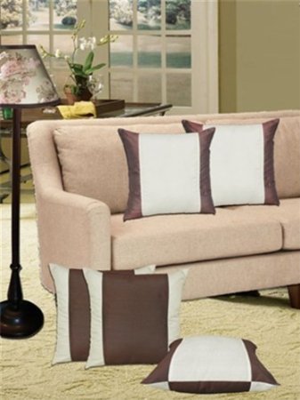 Double Sided Cushions Cover (Pack of 5) - Cream/brown - 16" X 16"