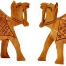 Little India Hand Carved Wooden Camel Handicraft (Set of 2, Brown)