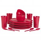 Prime Housewares Microwave Home Smart Round Dinner Set (16pcs Set) Red Color (3338_r)