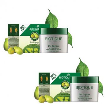 Biotique Skin Care Exfoliator 7 Day Facial Papaya Scrub (Pack of 2) 85 g.