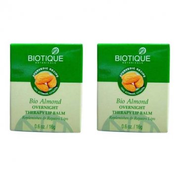 Biotique Bio Almond Overnight Therapy Lip Balm, 16g (Pack of 2).