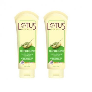 2 x Lotus Herbals Teatreeclear Tea Tree Clarifying Face Pack, 120g