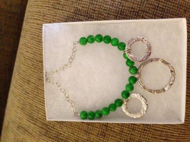 Classy Green Beaded Necklace with Silver highlights