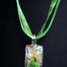 Murano Glass Square White Flower Pendant Necklace L@@K NEW