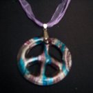 New Murano Glass Peace Sign Pendant Necklace