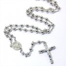 *LA METRO STYLISH SILVER 30" ROSARY CROSS NECKLACE