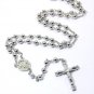 *LA METRO STYLISH SILVER 30" ROSARY CROSS NECKLACE