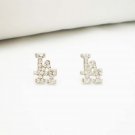 SILVER CLEAR LA LOS ANGELES HIP HOP ICED OUT STUD EARRINGS