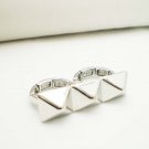SILVER PYRAMID STUD 2 TWO FINGER ADJUSTABLE RING