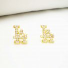 GOLD CLEAR LA LOS ANGELES HIP HOP ICED OUT STUD EARRINGS