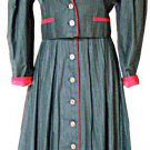 Trachten Dirndl Skirt Suit Austria 3 pc Linen Green Red Bavaria sz 6 Jacket